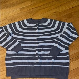 Eddie Bauer Navy and Gray Striped Women's Sweater